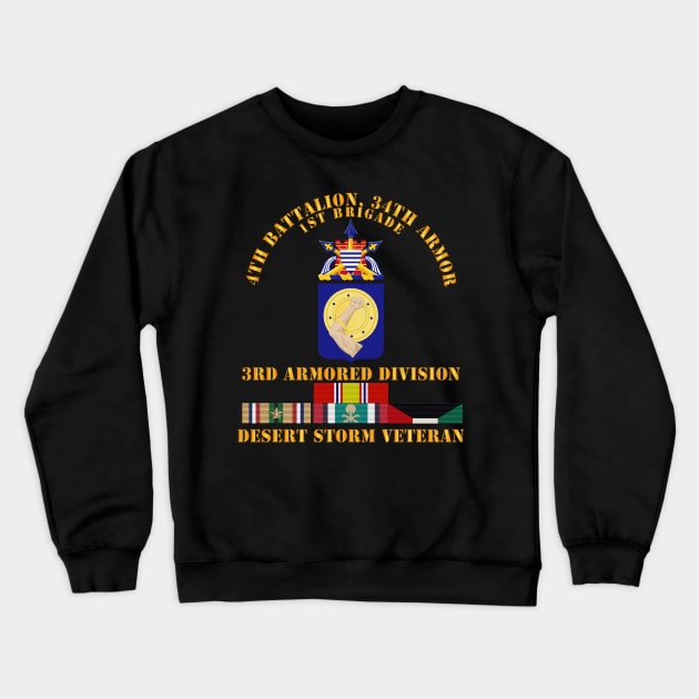 4th Bn, 34th Armor - 3rd Armored Div - Desert Storm Veteran Crewneck Sweatshirt by twix123844